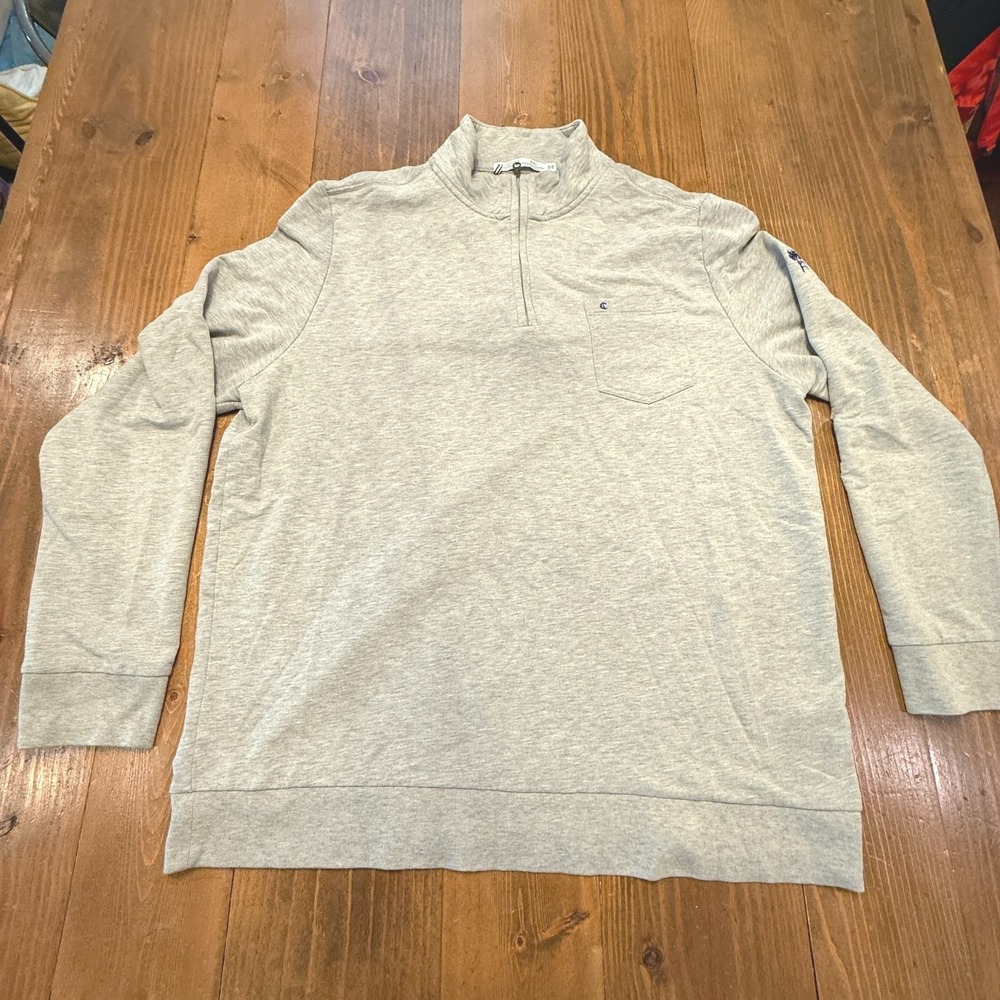 Criquet Sweater Men (XXL) Gray 1/4 Quarter Zip Cotton Logo Modern Golf Pullover